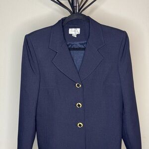 Evan Picone Tailored Navy Blazer with Gold-Tone Buttons